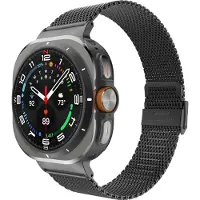 Cazy horlogebandje geschikt voor Samsung Galaxy Watch Bandje (Silksteel) - Smartwatchbandjes - Universeel bandje geschikt voor Samsung Galaxy Watch Ultra (2024 / 2025) - Zwart