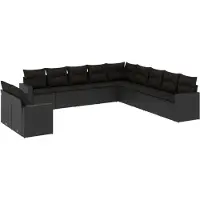 vidaXL 11-delige Loungeset met kussens poly rattan zwart