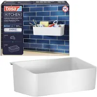TESA Keukenaccessoires Doos Set, wit, zelfklevend (Power.Kit), L 240 x B 145 x H 85 mm, incl. adapter & waterpas