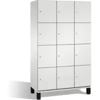 C+P Cambio lockerkast, 3 vakken, 12 vakken, op poten, B 1200 x D 525 x H 1980 mm, lichtgrijs