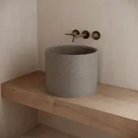 Ideavit Betonnen vrijstaande wastafel rond idea.grande-d5 39x30 cm donkergrijs