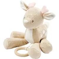 Nattou FanFan Muziekknuffel hertje - 25 cm - Zachte Knuffel met Muziek- Baby Cadeau - Beige