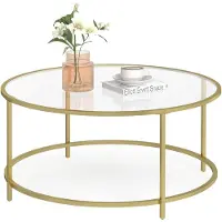 Vasagle Ronde salontafel met glazen oppervlak