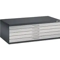 C+P Tekeningkast van staal, voor formaten tot A1, 5 schuifladen, zwartgrijs/blank aluminium