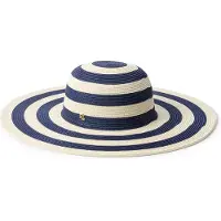 Lauren Accesorios Dames Strohoed met marinestrepen (OSFA), Casual, Marineblauw 454P09706001