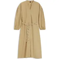 BOSS Dames Bruine Dellys jurk (34), Casual, Katoen, Klassiek, Lange mouwen 50559266