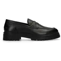 Manfield Zwarte chunky leren loafers | Maat 40