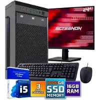 Screenon Intel Compleet PC SET | Intel Core i5 | 16 GB DDR4 | 1 TB SSD + 24 Inch Monitor + Muis + Toetsenbord | Windows 11 Pro + WiFi & Bluetooth