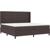 vidaXL LED Box Spring Bed met matras Donkerbruin 200 x 200 cm Stof