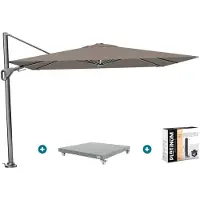 Platinum Nexus T2 zweefparasol 3x3 m. - Havanna taupe - met Madrid voet en hoes