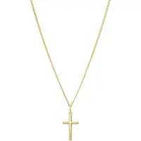 Lucardi Dames Zilveren goldplated ketting met hanger kruis - Ketting - 925 Zilver - Goudkleurig - 45 cm