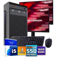 Screenon Intel Compleet PC SET | Intel Core i5 | 16 GB DDR4 | 500 GB SSD + 2 x 24 Inch Monitor + Muis + Toetsenbord | Windows 11 Pro + WiFi & Bluetooth