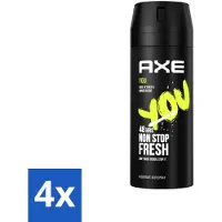 Axe 4 x Deodorant Bodyspray You 150 ml - Deodorant - Deodorant Spray - - 48 Uur Bescherming - Geurbestrijding