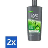 Dove 2 x Men+Care - Extra Fresh - Douchegel 3-in-1 - Verzorgend - 700 ml - Douchegel - Mannen - Verzorging - Hydratatie - Verfrissend