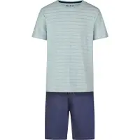 Phil&Co. Pyjama kort ' Classic ' blauw / lichtgroen