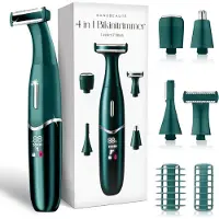 Sansbeauté 4-in-1 Bikinitrimmer + Travel Bag - Ladyshave voor Gezicht, Oksels, Benen, Bikinilijn, Wenkbrauw Trimmer, Gezichtsontharing - Nieuw -