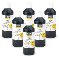 Creall Textiel- & Stoffenverf - Zwart - 6 x 250 ml - Machine wasbaar na fixatie - Voor T-shirts, jeans, schoenen, stoffen tassen, meubels en auto-interieurs/hemelbekleding