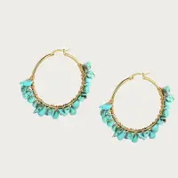Yehwang Turquoise - Natuursteen - Oorbellen - Stainless Steel