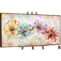 YS Canvas schilderij groot handgeschilderd prachtige bloemen botanisch – -Art Gallery – Luxe wanddecoratie voor woonkamer – Modern schilderij voor slaapkamer en hal