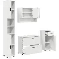 vidaXL Badkamermeubel Set 4 pcs Wit Samengesteld Hout en Metaal