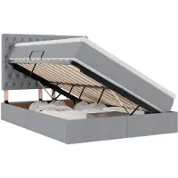 vidaXL LED opbergbed met matras Lichtgrijs 140 x 190 cm Stof