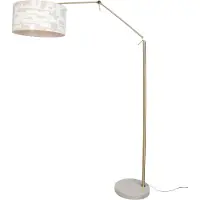QAZQA Vloerlamp goud verstelbaar met wit en beige gestreepte kap 50cm - Editor