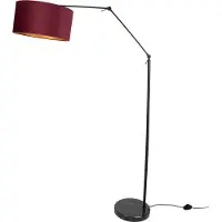 QAZQA Vloerlamp zwart verstelbaar met kap rood en gouden binnenkant 50cm - Editor