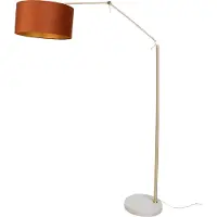 QAZQA Vloerlamp goud verstelbaar met kap oranje en gouden binnenkant 50cm - Editor