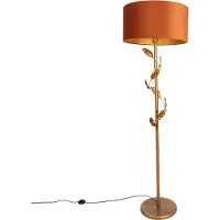 QAZQA Vloerlamp goud met kap oranje en gouden binnenkant 50cm - Linden