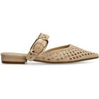 Manfield Beige leren instappers | Maat 39