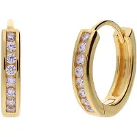 Lucardi Dames Zilveren goldplated oorringen met zirkonia voor dames - Oorbellen - 925 Zilver - Goudkleurig