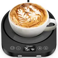 LONGZIMING - Verwarmde onderzetter - Koffie Warmer - Elektrische Kopjesverwarmer - 9 Temperatuurstanden - Automatische Uitschakeling - Bureau Drinkverwarmer Voor Koffie Thee Melk - Zwart