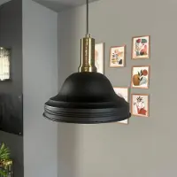 Bamyum Asletl hanglamp, industriële Modern stijl, Ø40 cm, zwart metalen lamp