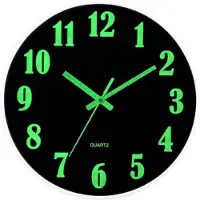 Sensahome - Glow in the Dark Wandklok - Stille Klok - Modern Design - Lichtgevende Klok - Quartz - 30CM - Zwart