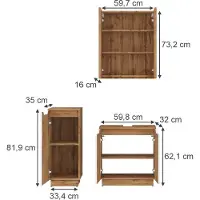 Vicco Lotta Badkamermeubelset – 3 delen Eiken/wit gestreept