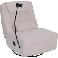 Mendler Relaxfauteuil -P92, tv-fauteuil, draaibaar, kantelfunctie, mobiele telefoonhouder, stof chenille (260 g/m²) ~ crème-wit