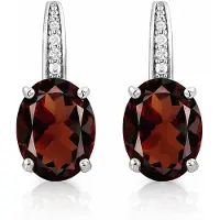 Cilla Jewels 925 Zilveren Oorbellen met Grote Rode Garnet Steen