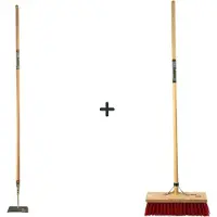 Synx Tools Rechte Schoffel 18 cm +Nylon Straatbezem 35cm - 160cm Staal met Handvat - Schoffel - Nylon