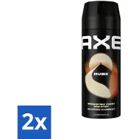 Axe 2 x Deodorant Bodyspray Musk 150 ml - Deodorant - Mannelijke Geur - Musk - Patchouli - Fougere