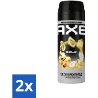 Axe 2 x Anti-transpirant Spray Gold 150 ml - Anti-transpirant - Deodorant - Gold - Oud Wood - Vanille