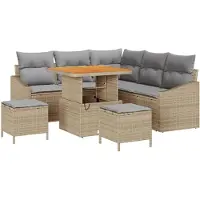 vidaXL Tuinbank Set 8 st 7-Aantal zitplaatsen Beige Poly rattan