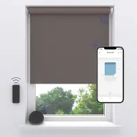 DTCH Elektrisch Rolgordijn Verduisterend - Easy Velvet - dim-out - Taupe - 90 x 190 cm - Motionblinds CMD-02-P