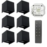 LedLoket 6x | Cube wandlamp set | Draadloos dimbaar | Zwart | CCT - Lichtkleur instelbaar | Incl. afstandsbediening