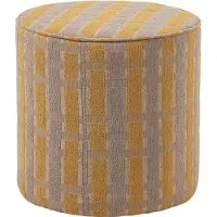 Woood Sarli Poef Hoog Dessin - Chenille - Taupe/Geel - 46x46x46