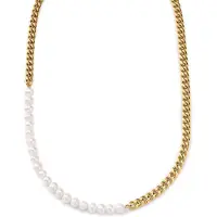 Lucleon Ocata | Ketting met Goudkleurige Gourmet Schakels en Parels