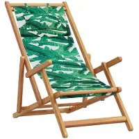 vidaXL Opvouwbare stoel met bladmotief, gemaakt van massief eucalyptus hout en stof