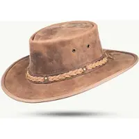 Barmah Leren hoed opvouwbaar Squashy Bronco tan (lichtbruin) maat L