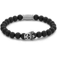 Lucleon Vasilios Zilverkleurige Onyx Armband