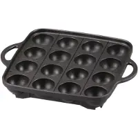 Aura Poffertjespan - Gietijzeren pan - Voor inductie / electrisch - Poffertjes maken – Met Anti Aanbaklaag - Zwart - 9cm x 11cm x 2cm