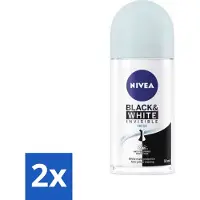 Nivea 2 x - Deodorant - Roller - Black & White Invisible Fresh - 50 ml - 48 Uur Bescherming - Anti-transpirant - Deodorant Roller - Kledingvlekken - Frisheid